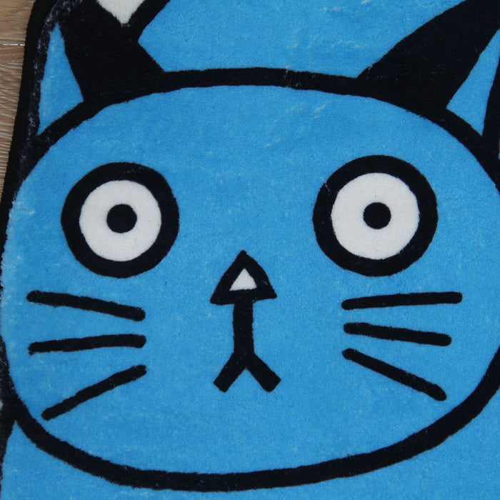 Blue Silly Cat Bath Mat