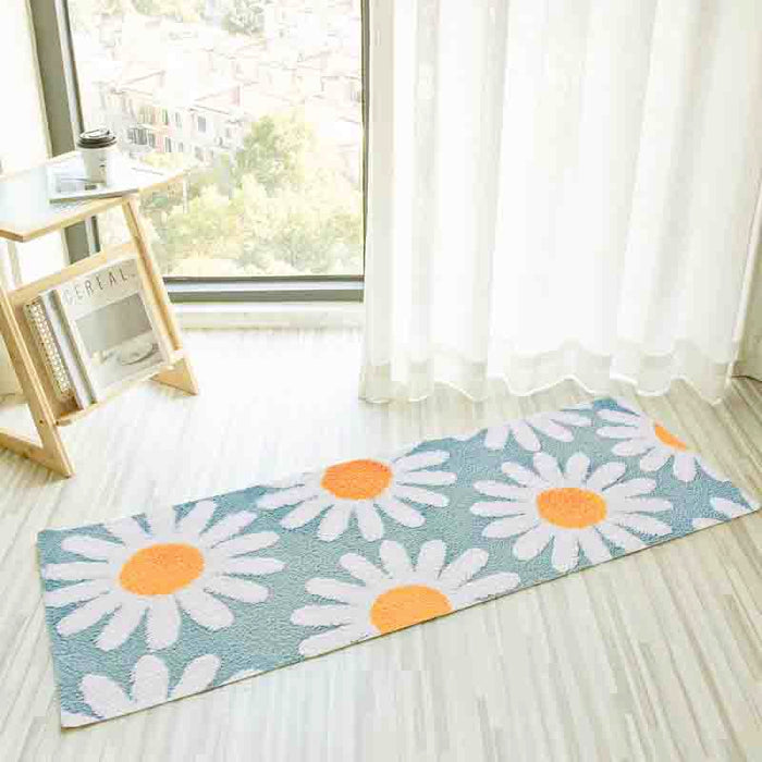 Feblilac Sky Blue Daisy Runner Mat for Bedroom Mom‘s Day Gift