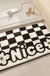 Feblilac Checkerboard and Flower Tufted Bath Mat U-shape Toilet Floor Mat