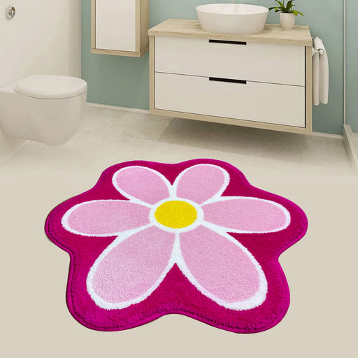Feblilac Lovely Pink Daisy Flower Bathroom Mat Area Rug
