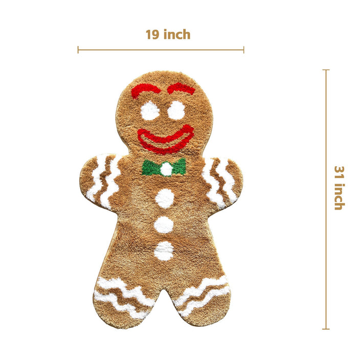 Cute Ginger Man Bath Mat, Gingerbread Man Cookies Bathroom Rug, 50x80cm / 19"x31"