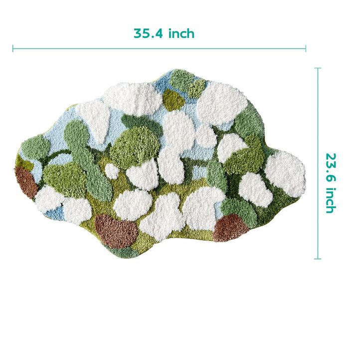 Green Moss Leaves Bath Mat 23"x35", 60x90cm