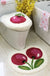 Feblilac Cherry Acrylic Fibers U-shape Bathroom Toilet Rugs and Lid Cover Toilet Seat Cover Kit