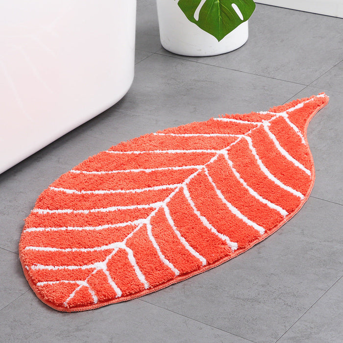 Feblilac Soft Red Leaves Bathroom Rug