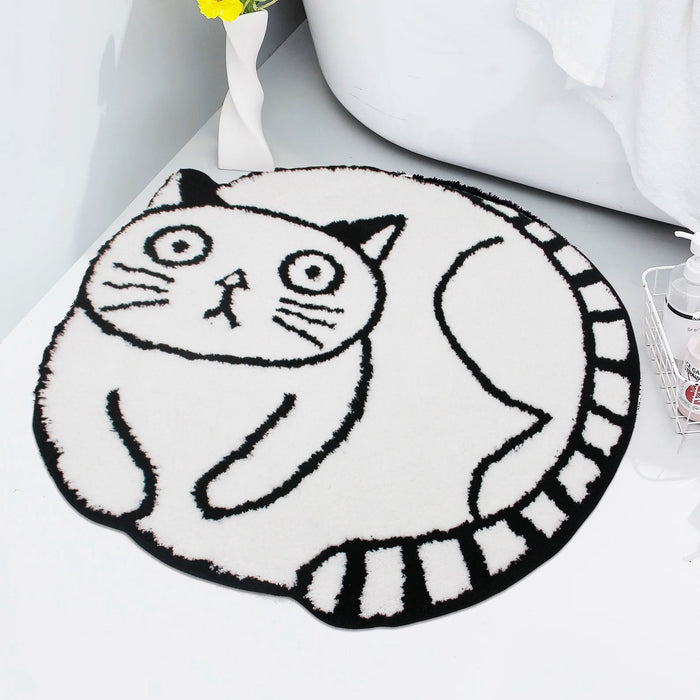 Black and White Cute Cat Bath Mat