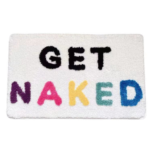 Feblilac Black and White Get Naked Non-Slip Tufted Bath Mat