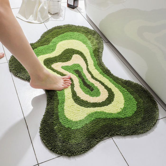 Feblilac Irregular Dizzy Green Leave Bath Mat 60x90cm