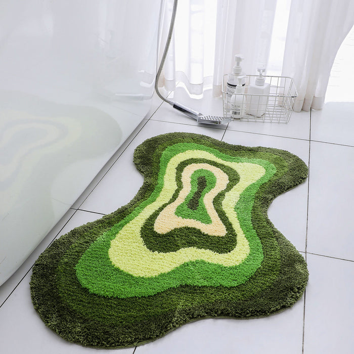 Feblilac Irregular Dizzy Green Leave Bath Mat 60x90cm