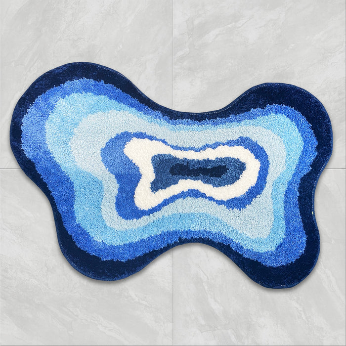 Feblilac Irregular Dizzy Blue Bath Mat 60x90cm