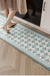 Feblilac Blue Geometric Patterns PVC Leather Kitchen Mat