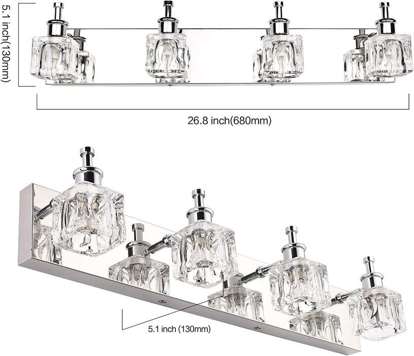 Bathroom Vanity Light Fixtures over Mirror Modern LED 4 Lights Chrome Crystal Bath Vanity Lighting(Exclude Bulb)