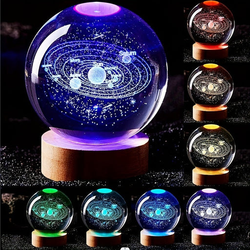 Creative 3D Inner Carving Luminous Crystal Ball Colorful Gradient Small Night Lamp Home Decorations Gifts Selection