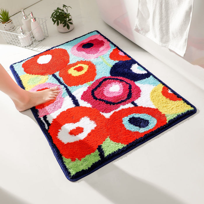 Feblilac Colorful Flower Garden Tufted Bath Mat Mom‘s Day Gift @Joy's design