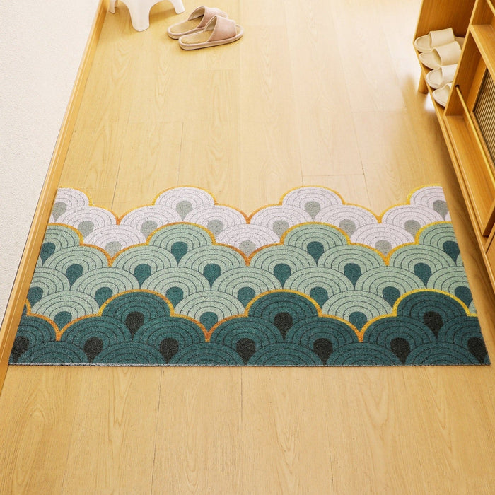 PVC Green Wave Welcome Mats for Front Door