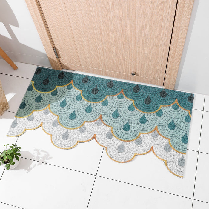 PVC Green Wave Welcome Mats for Front Door