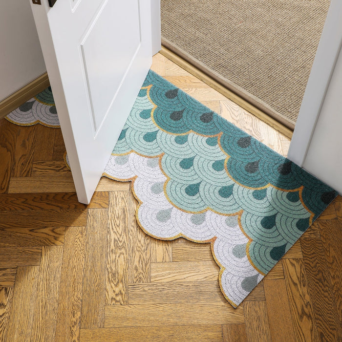 PVC Green Wave Welcome Mats for Front Door