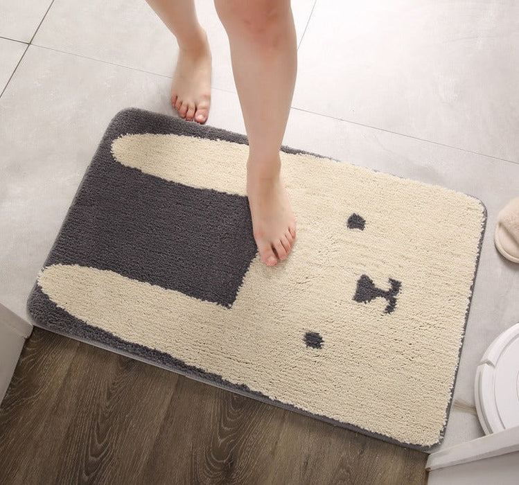 Cartoon Grey Rabbit Bath Mat, Bunny Mat for Bathroom