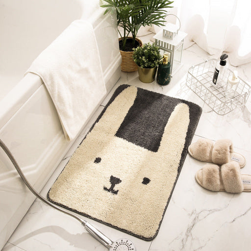 Cartoon Grey Rabbit Bath Mat, Bunny Mat for Bathroom