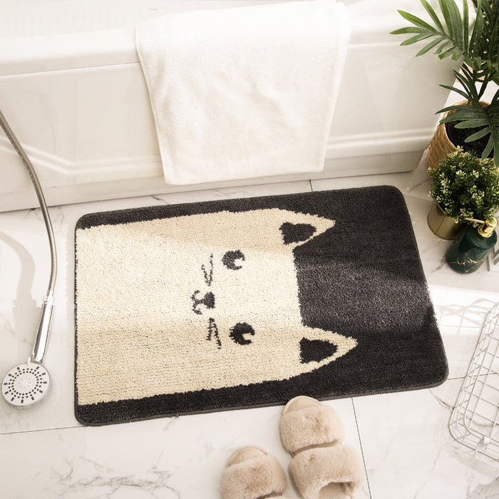 Cartoon Grey Cat Bath Mat