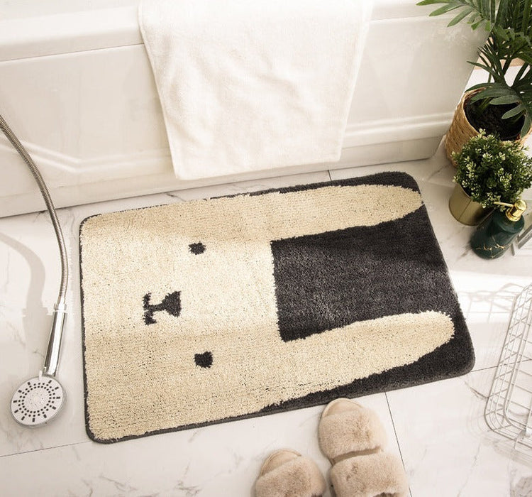 Cartoon Grey Rabbit Bath Mat, Bunny Mat for Bathroom