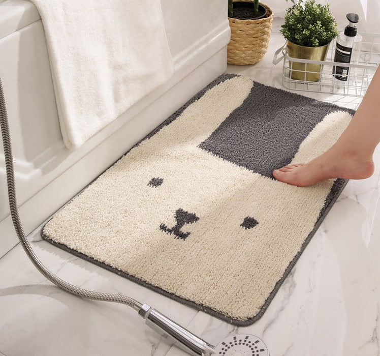 Cartoon Grey Rabbit Bath Mat, Bunny Mat for Bathroom