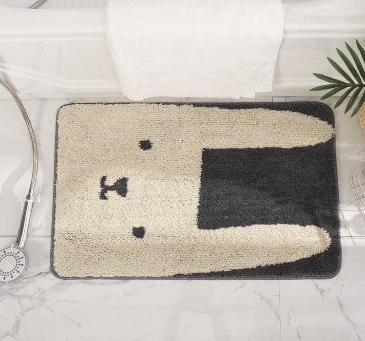 Cartoon Grey Rabbit Bath Mat, Bunny Mat for Bathroom