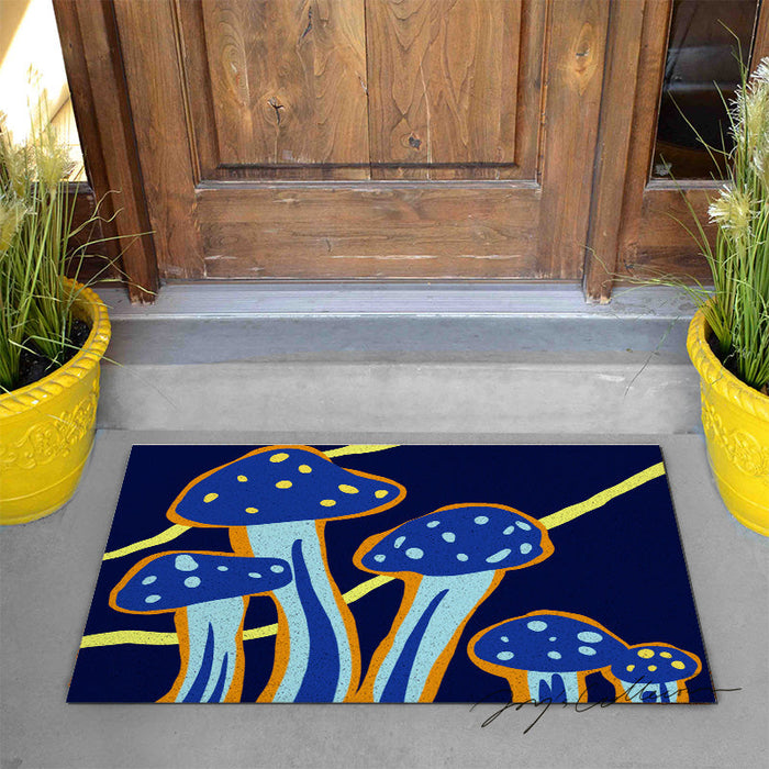 Feblilac Dark Blue Mushroom PVC Coil Door Mat