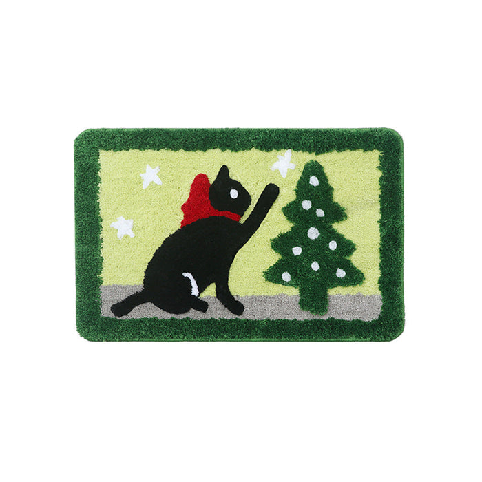 Feblilac Merry Christmas Happy Dog and Cat Bath Mat