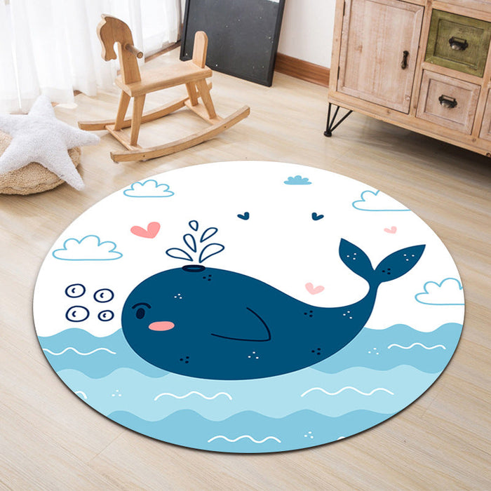 Lovable Animal Area Rug Multi-Color Cartoon Carpet Polypropylene Machine Washable Stain Resistant Anti-Slip Rug for Kindergarten