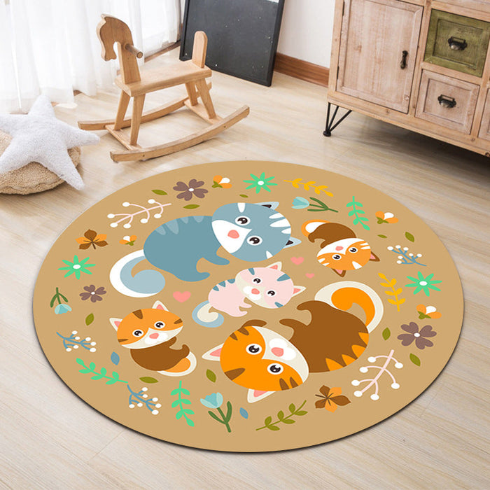 Lovable Animal Area Rug Multi-Color Cartoon Carpet Polypropylene Machine Washable Stain Resistant Anti-Slip Rug for Kindergarten