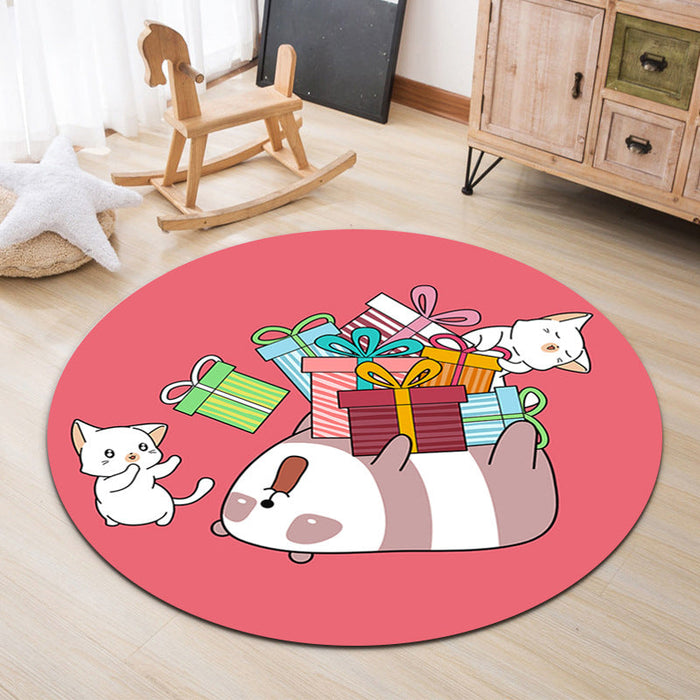 Lovable Animal Area Rug Multi-Color Cartoon Carpet Polypropylene Machine Washable Stain Resistant Anti-Slip Rug for Kindergarten