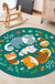 Lovable Animal Area Rug Multi-Color Cartoon Carpet Polypropylene Machine Washable Stain Resistant Anti-Slip Rug for Kindergarten