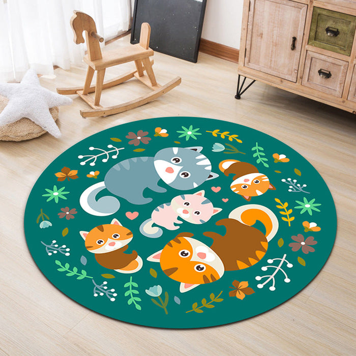 Lovable Animal Area Rug Multi-Color Cartoon Carpet Polypropylene Machine Washable Stain Resistant Anti-Slip Rug for Kindergarten