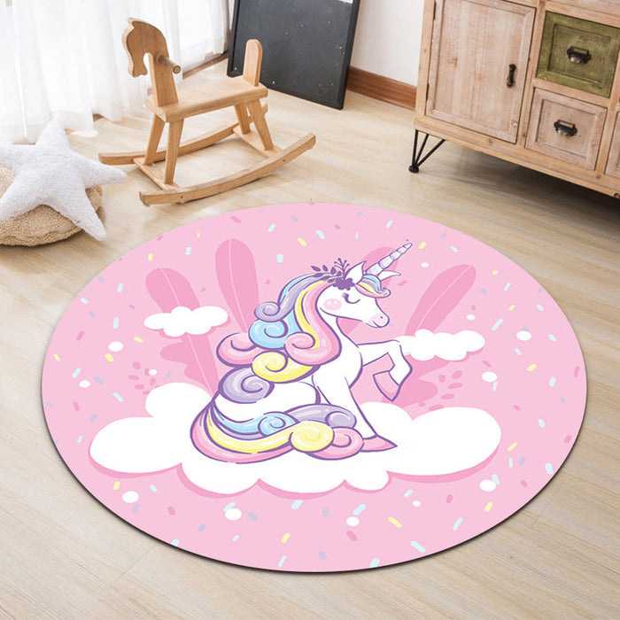 Lovable Animal Area Rug Multi-Color Cartoon Carpet Polypropylene Machine Washable Stain Resistant Anti-Slip Rug for Kindergarten