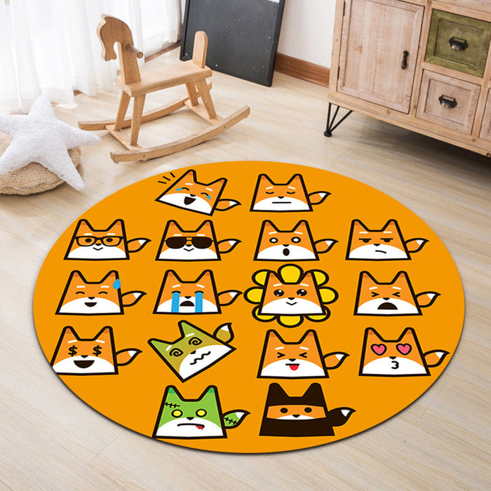 Lovable Animal Area Rug Multi-Color Cartoon Carpet Polypropylene Machine Washable Stain Resistant Anti-Slip Rug for Kindergarten