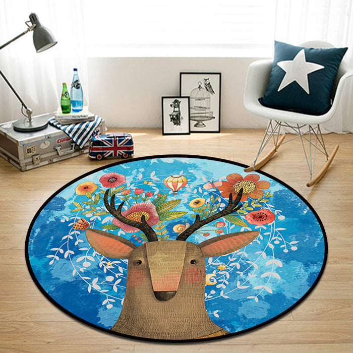 Pretty Multi Colored Cartoon Rug Synthetics Scandinavian Rug Anti-Slip Machine Washable Stain Resistant Area Rug for Kids Bedroom