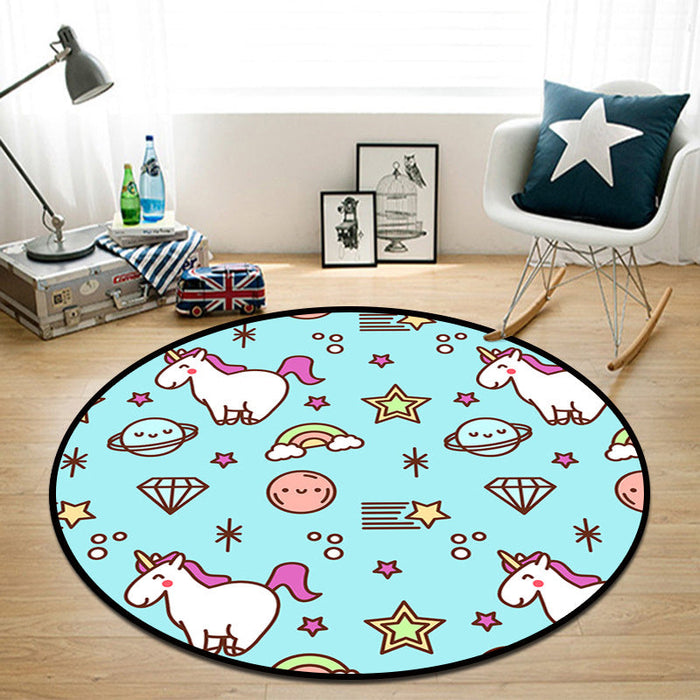 Pretty Multi Colored Cartoon Rug Synthetics Scandinavian Rug Anti-Slip Machine Washable Stain Resistant Area Rug for Kids Bedroom