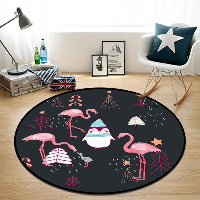 Pretty Multi Colored Cartoon Rug Synthetics Scandinavian Rug Anti-Slip Machine Washable Stain Resistant Area Rug for Kids Bedroom