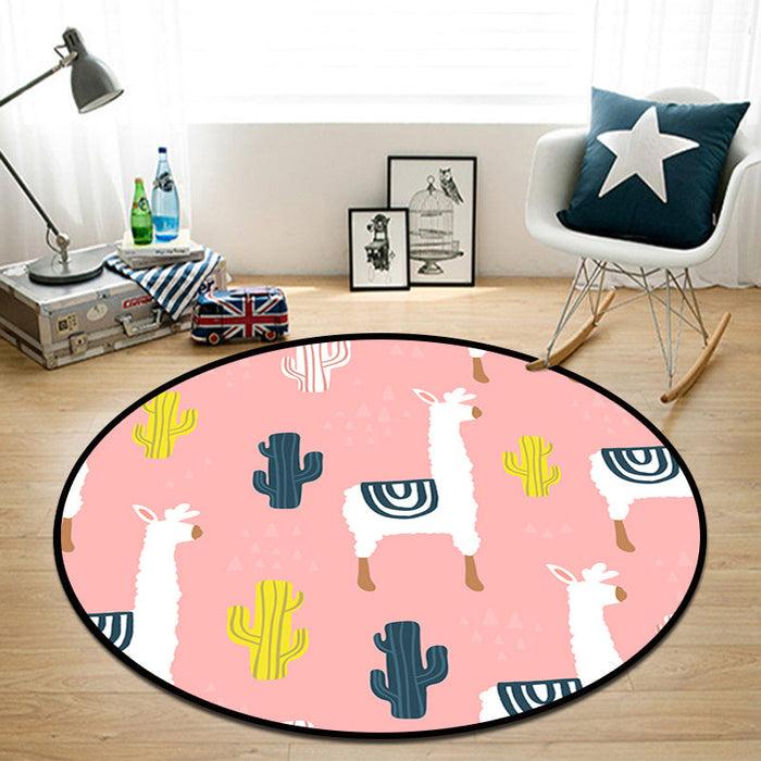 Pretty Multi Colored Cartoon Rug Synthetics Scandinavian Rug Anti-Slip Machine Washable Stain Resistant Area Rug for Kids Bedroom