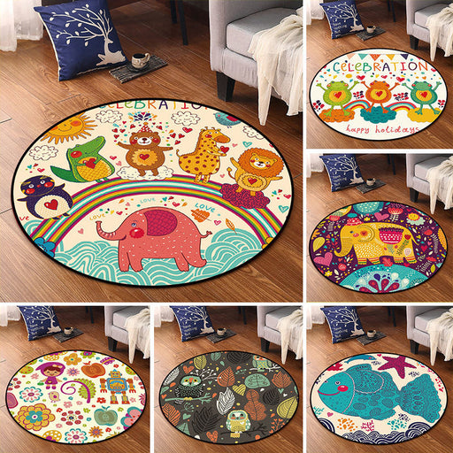 Cartoon Nursery Area Rug Multi Colored Polypropylene Rug Pet Friendly Non-Slip Washable Carpet