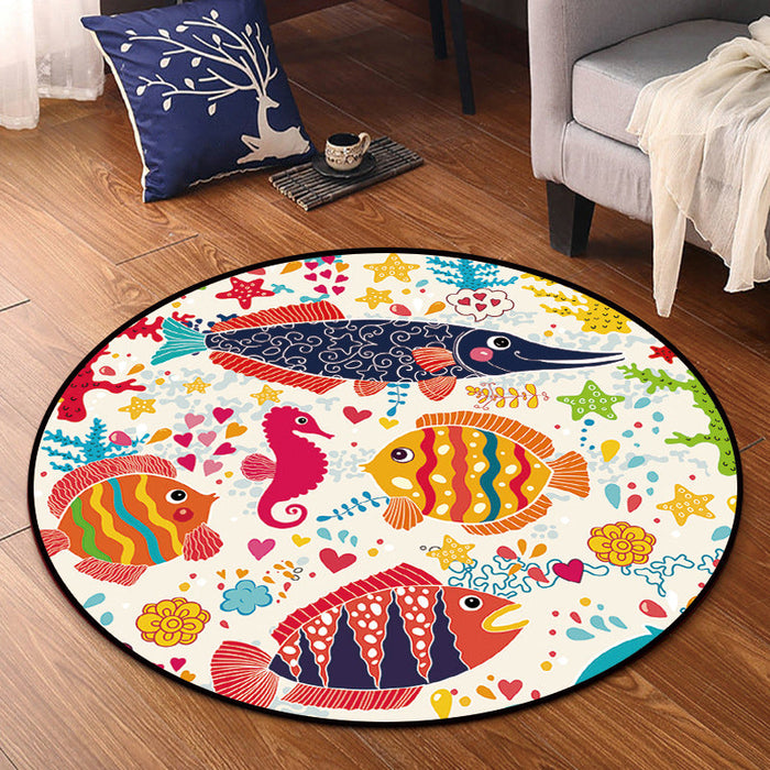 Cartoon Nursery Area Rug Multi Colored Polypropylene Rug Pet Friendly Non-Slip Washable Carpet