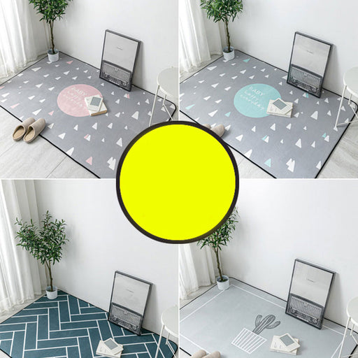 Multi Colored Geometric Rug Polyester Cartoon Area Rug Pet Friendly Anti-Slip Stain Resistant Carpet for Kids Bedroom