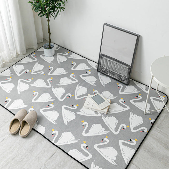 Multi Colored Geometric Rug Polyester Cartoon Area Rug Pet Friendly Anti-Slip Stain Resistant Carpet for Kids Bedroom