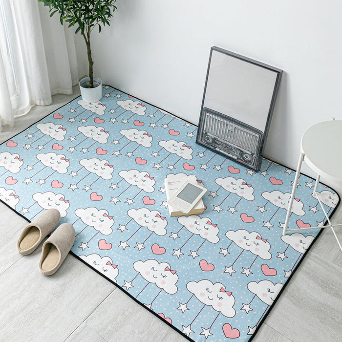 Multi Colored Geometric Rug Polyester Cartoon Area Rug Pet Friendly Anti-Slip Stain Resistant Carpet for Kids Bedroom