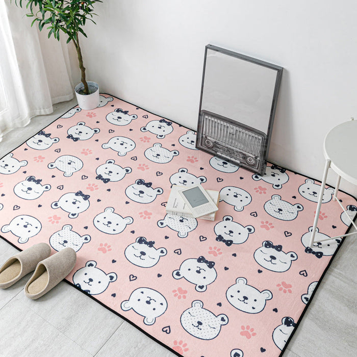 Multi Colored Geometric Rug Polyester Cartoon Area Rug Pet Friendly Anti-Slip Stain Resistant Carpet for Kids Bedroom