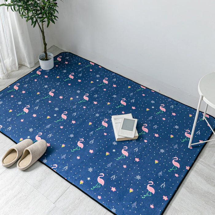 Multi Colored Geometric Rug Polyester Cartoon Area Rug Pet Friendly Anti-Slip Stain Resistant Carpet for Kids Bedroom