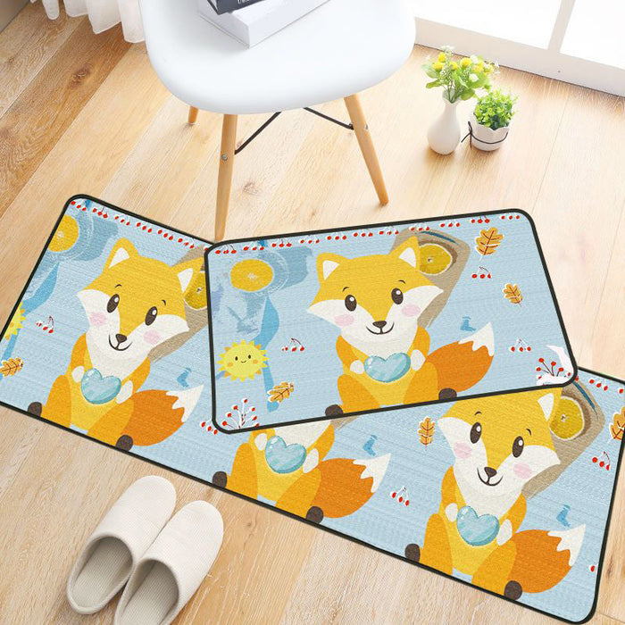 Childlike Animal Pattern Rug Multi Color Cartoon Rug Synthetics Non-Slip Machine Washable Stain Resistant Carpet for Nursery