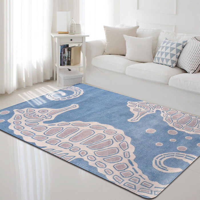 Multi-Color Marine Life Rug Polyester Nordic Area Rug Washable Pet Friendly Anti-Slip Carpet for Living Room