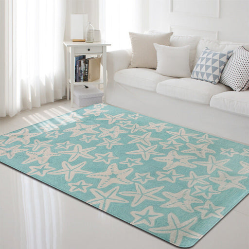 Multi-Color Marine Life Rug Polyester Nordic Area Rug Washable Pet Friendly Anti-Slip Carpet for Living Room