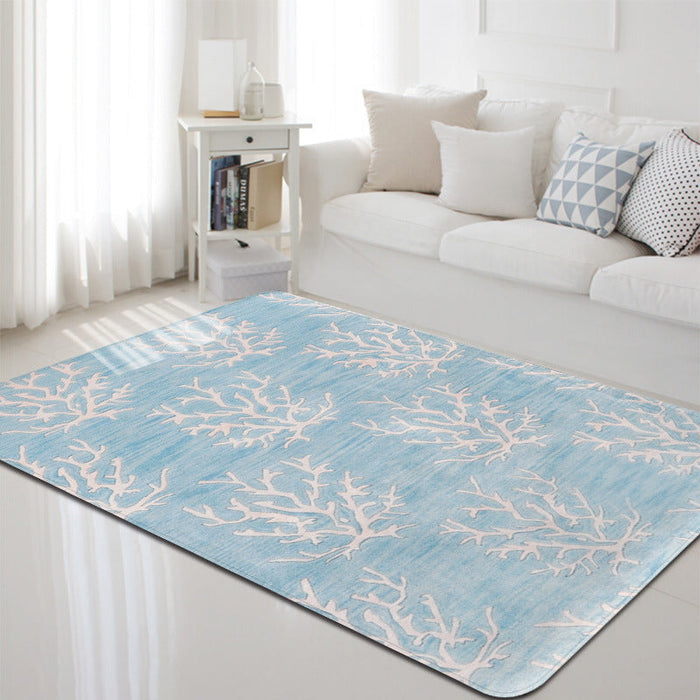 Multi-Color Marine Life Rug Polyester Nordic Area Rug Washable Pet Friendly Anti-Slip Carpet for Living Room